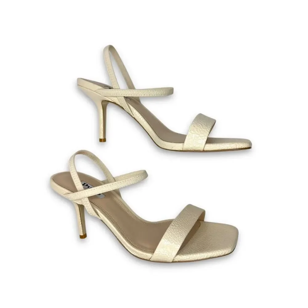 Dune London Methodical Ankle Strap Sandal 40 US 10 Ecru Neutral Reptile Heels